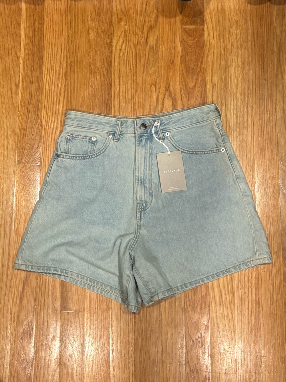 NWT Everlane Light Blue A-Line High-Wasted Denim Shorts